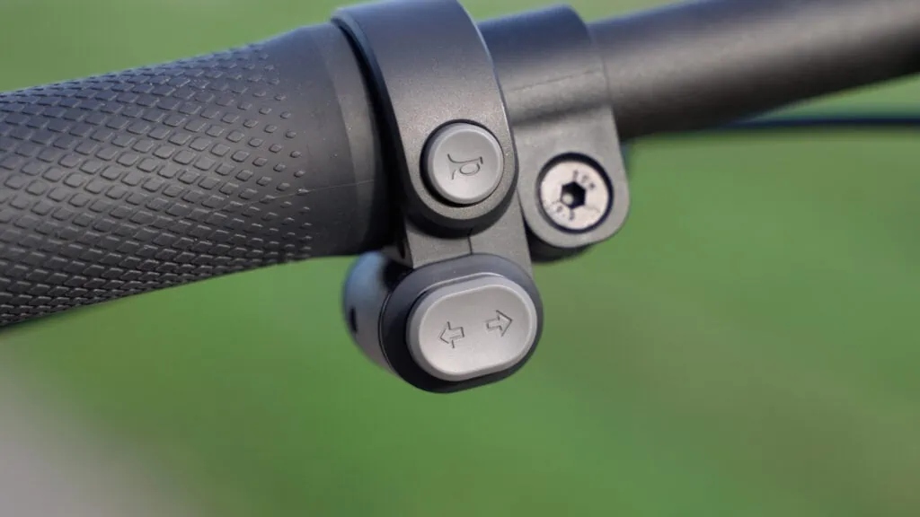 Segway Ninebot Max G2 Review: Most Comfortable Scooter Under $1K 53 Closeup of turn signal buttons and horn button on the Segway Ninebot KickScooter Max G2
