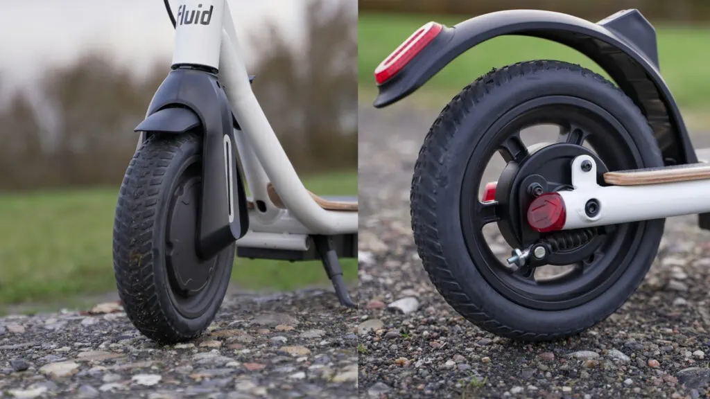 Fluid CityRider Review: Light Weight, High Value 42 Front and rear tire closeup on Fluid CityRider