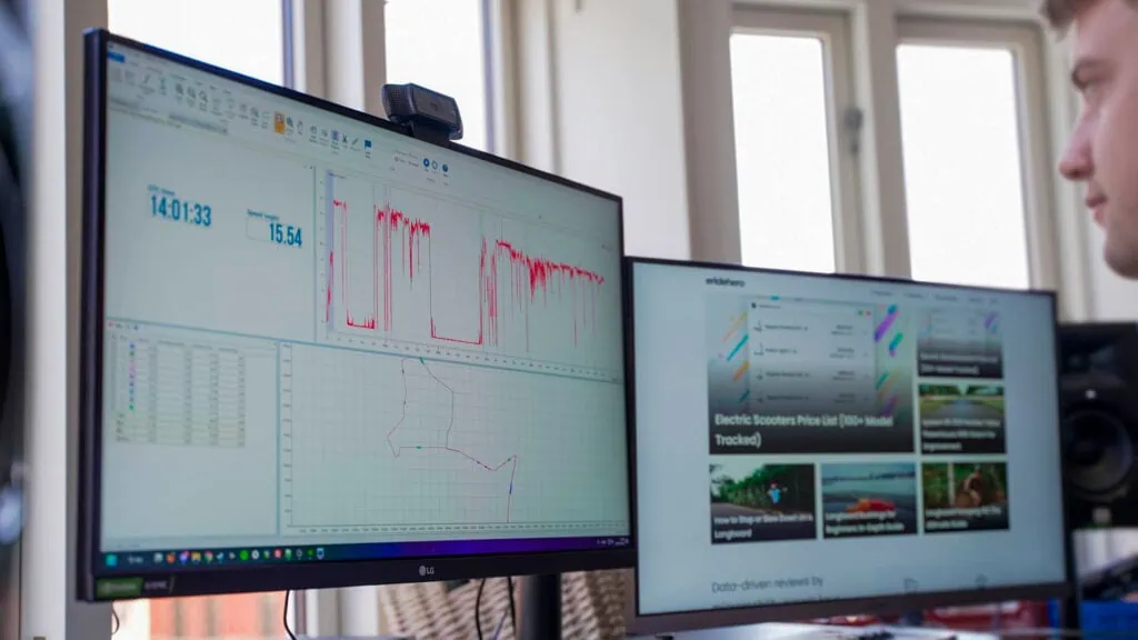 The 10 Best Hoverboards in 2025 15 Rasmus Barslund from ERideHero looking at ride data for hoverboards he tested